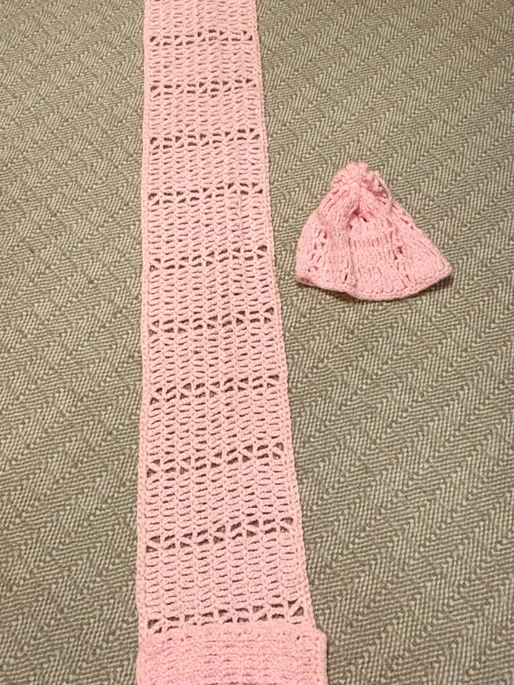 Hand-Crocheted Pink Kids Beanie and Scarf Set